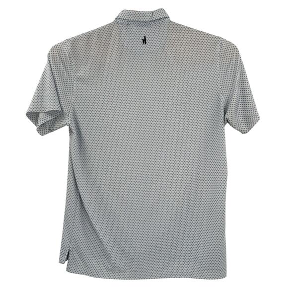Johnnie-O Mens Large White Blue Diamond Patterned Short Sleeve Golf Polo Shirt - Picture 6 of 6